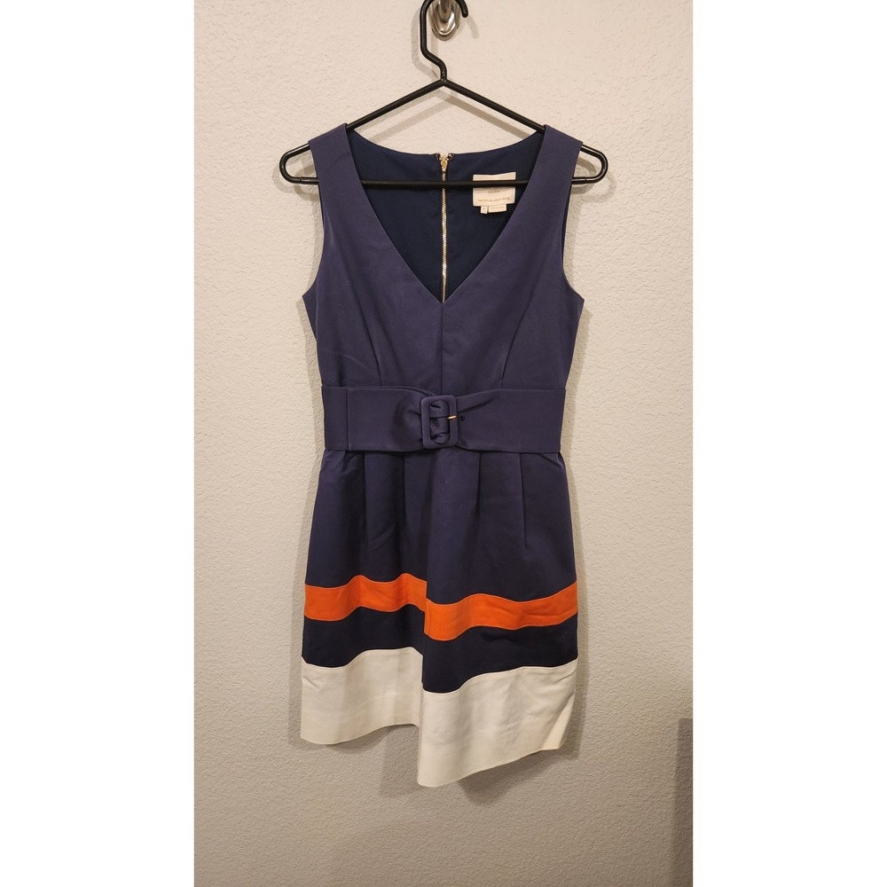 KATE SPADE Navy Blue Belted Sleeveless Dress Size 4 msrp $358